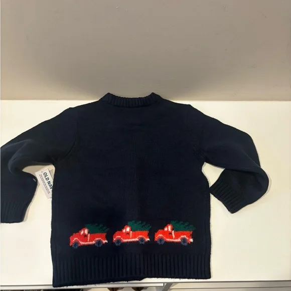 Navy Blue Kids Cardigan with Holiday Trucks Design NWT - Picture 5 of 5